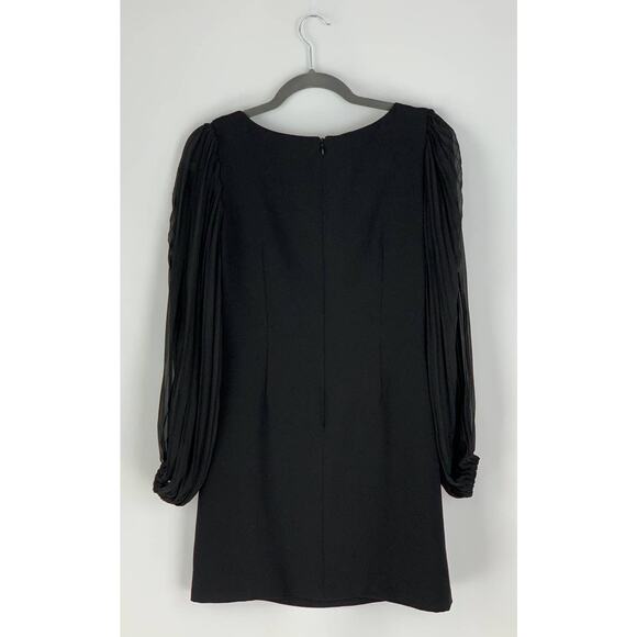 White House Black Market Pleated Chiffon Sleeve Shift Dress Women's Size 2 Black - Picture 10 of 10
